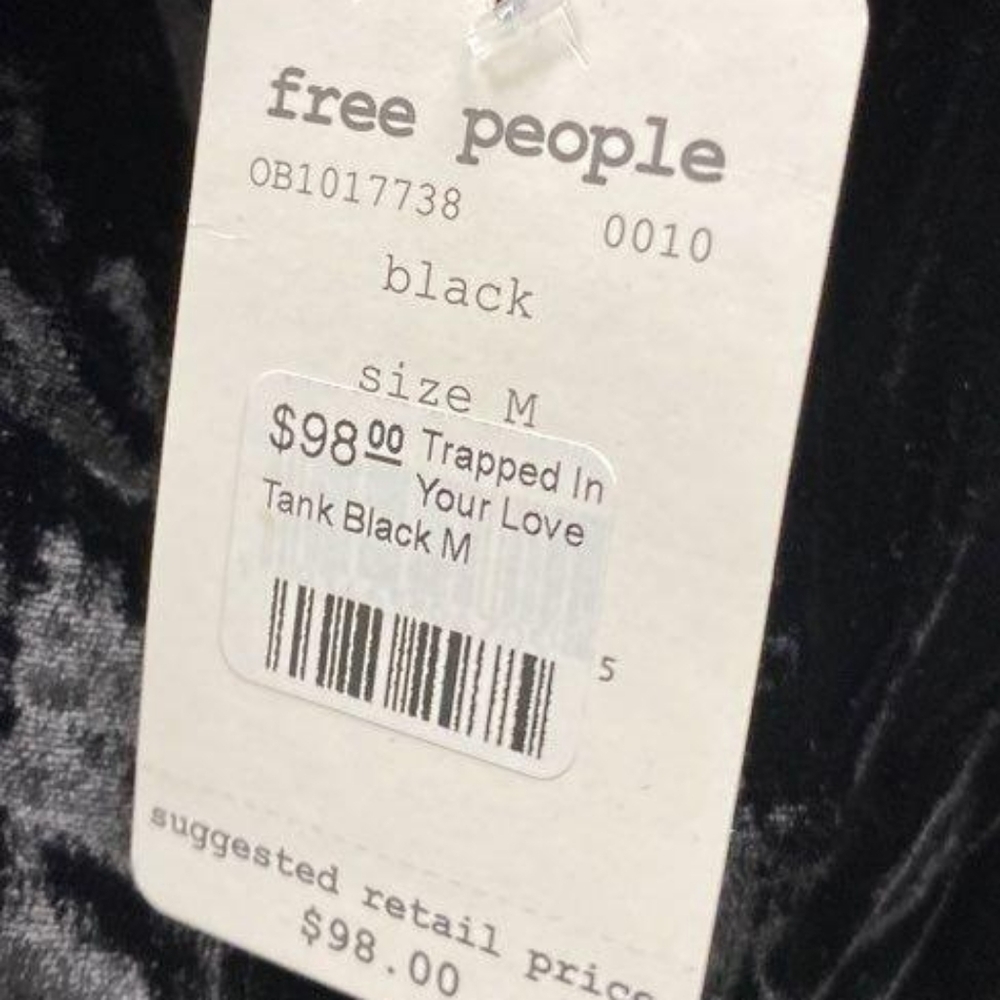 Free People Trapped In Your Love Black Velvet Crop Top Size M Medium - Picture 2 of 7